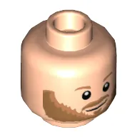 Minifig Head Bobby, Medium Nougat Eyebrows and Beard, Open Mouth / Closed Mouth Print