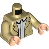Torso Jacket with Buttons, Open over White Shirt Print, Tan Arms, Light Nougat Arms