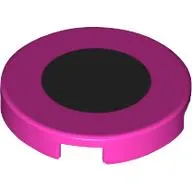 Tile Round 2 x 2 with Bottom Stud Holder with Large Black Circle Print
