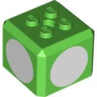 Brick Special Cube with 2 x 2 Studs on Top, and White Circles Print