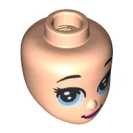 Minidoll Head Big Bright Light Blue Eyes, Dark Pink Lips print