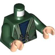 Torso Robe, Sand Green Trim, Dark Blue Undershirt Print, Dark Green Arms, Light Nougat Hands
