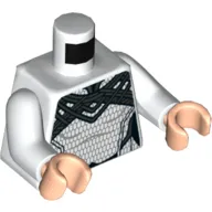 Torso Armor, Decorative Pearl Titanium Collar, Silver Hexagons Print, White Arms, Light Nougat Hands