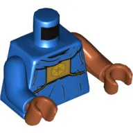Torso, Odd Arms, Robes with Gold Chestplate with Bright Light Orange Hexagon Symbol Print, Left Medium Nougat Arm, Right Blue Arm, Medium Nougat Hands