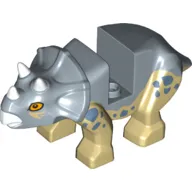 Animal, Dinosaur, Triceratops, Baby, Tan Underside, Sand Blue Spots Print