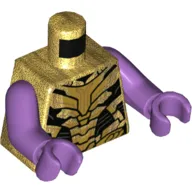 Torso Armor, Black and Gold Panels Print, Medium Lavender Arms and Hands
