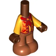 Microdoll Body Pants Dark Orange with Bright Orange Shirt, Red Tie/Scarf, Medium Nougat Legs, Reddish Brown Hands