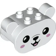 Duplo Brick 2 x 4 x 2 Rounded Ends with Ears and Bear Face, Black Eyes, Nose, Mouth, Bright Pink Cheeks Print