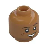 Minifig Head, Eyebrows, Eyelashes, Freckles, Smirk Showing Teeth / Sad Print