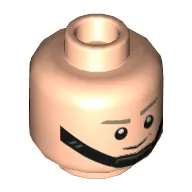 Minifig Head AT-ST Driver, Dark Tan Eyebrows, Black Chin Strap, Smile / Angry Showing Teeth Print