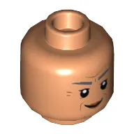 Minifig Head Darby Steel, Dark Bluish Gray Eyebrows, Wrinkles, Stern Smile / Angry print