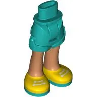 Minidoll Hips and Shorts with Nougat Legs and Yellow Shoes, White Laces, Dark Turquoise Soles print Shoes