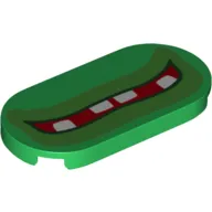 Tile Round 2 x 4 with Wide Red Mouth, White Teeth print