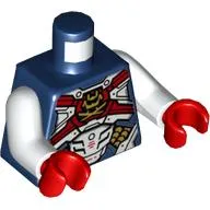 Torso Armor with White and Red Panels, Gold Symbol print, White Arms, Red Hands