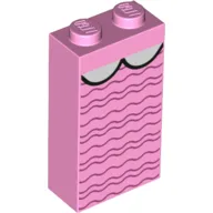 Brick 1 x 2 x 3 with Dark Pink Squibbly Lines, White Half Circles