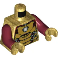 Torso Armor with Dark Red and Gold Plates, White Circle (Arc Reactor) Print, Dark Red Arms, Pearl Gold Hands
