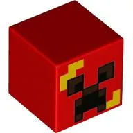 Minifig Head Special, Cube with Creeper, Yellow Stripes Print