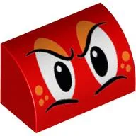 Brick Curved 1 x 2 x 1 No Studs with Angry Eyes, Orange Spots Print
