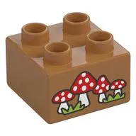 Duplo Brick 2 x 2 with Red Toadstools Print