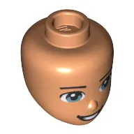 Minidoll Head, Bright Light Blue Eyes, Open Mouth Smile