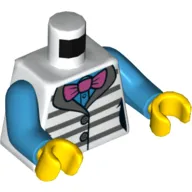 Torso Vest, White and Dark Bluish Grey Stripes, Magenta Bow Tie, Dark Azure Shirt print, Dark Azure Arms, Yellow Hands