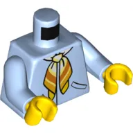 Torso Jacket, White and Orange Tied Neckerchief Print, Bright Light Blue Arms, Yellow Hands