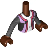 Minidoll Torso Boy with Dark Titanium Arms Coral/Lavender Wet-suit, White Shirt print, Reddish Brown Hands