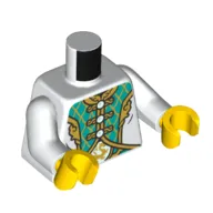 Torso Tunic, Dark Turquoise Panel, Gold Trim print, White Arms, Yellow Hands