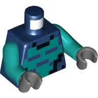 Torso Pixelated Dark Turquoise, and Black Squares print, Dark Turquoise Arms, Dark Bluish Gray Hands