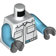 Torso Jacket with Chest Pockets, Medium Azure Belt print, Medium Azure Arms, Dark Bluish Gray Hands