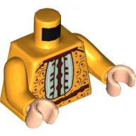 Torso Dress, White Center Panel, Reddish Brown Trim, Spots, and Swirls Print, Bright Light Orange Arms, Light Nougat Hands