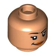Minifig Head Sammy, Eyelashes, Dark Orange Lips, Open Mouth Smile / Closed Mouth Smirk Print