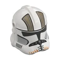 Helmet Clone Trooper Phase 2, Closed Front, Holes for Visor with Dark Tan Markings, Orange 'Teeth' print