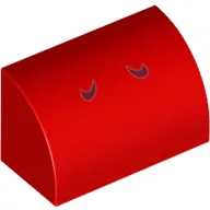Brick Curved 1 x 2 x 1 No Studs with Dark Red Lines (Yoshi Nostrils) Print