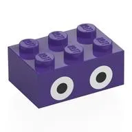 Brick 2 x 3 with Two White and Black Circles (Nabbit Eyes) Print