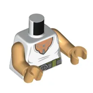 Torso, White Shirt, Pendant, Light Bluish Grey Belt with Olive Green Straps print, Warm Tan Arms and Hands