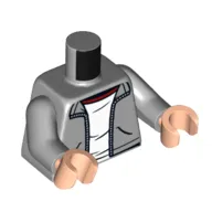 Torso Jacket, White Shirt, Dark Red Collar print, Light Bluish Gray Arms, Light Nougat Hands