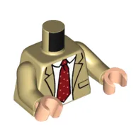 Torso, Jacket, White Shirt, Dark Red Tie print, Tan Arms, Light Nougat Hands
