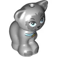 Animal, Cat, Sitting with Dark Bluish Grey Face, Bright Light Blue Eyes, Collar print (Gertrude)