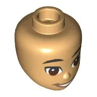 Minidoll Head with Black Eyebrows, Reddish Brown Eyes, Open Mouth, Dark Tan Lips