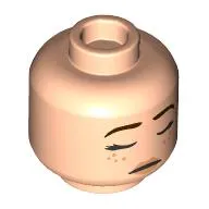 Minifig Head Hermione Granger, Dark Brown Eyebrows, Freckles, Closed Eyes/Smile with Raised Eyebrow print