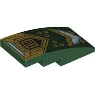 Slope Curved 4 x 2 No Studs with Gold/White Armour print