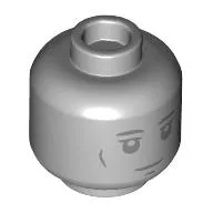 Minifig Head Statue, Dark Bluish Grey Face, Neutral/Frown print