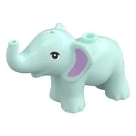 Animal, Elephant, Baby with Pink Ears, Angular Black Eyes print