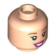 Minifig Head Aurora, Dark Orange Eyebrows, Dark Pink Lips, Open Moth Teeth Smile/Closed Eyes print