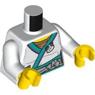 Torso, Robe, Dark Turquoise/Magenta Trim, Light Bluish Grey Belt, Panda print, White Arms, Yellow Hands