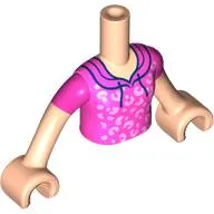 Minidoll Torso Girl with Dark Pink Shirt, Bright Pink Spots, Dark Blue Laces print, Light Nougat Arms and Hands