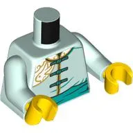 Torso, Tunic, Dark Turquoise Trim,Belt,Buttons, Gold Decorations print, Light Aqua Arms, Yellow Hands