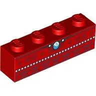 Brick 1 x 4 with White Dots, Dark Red Squares print