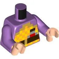 Torso, Minecraft Pixelated Fire, Dark Brown Belt print, Medium Lavender Arms, Light Nougat Hands